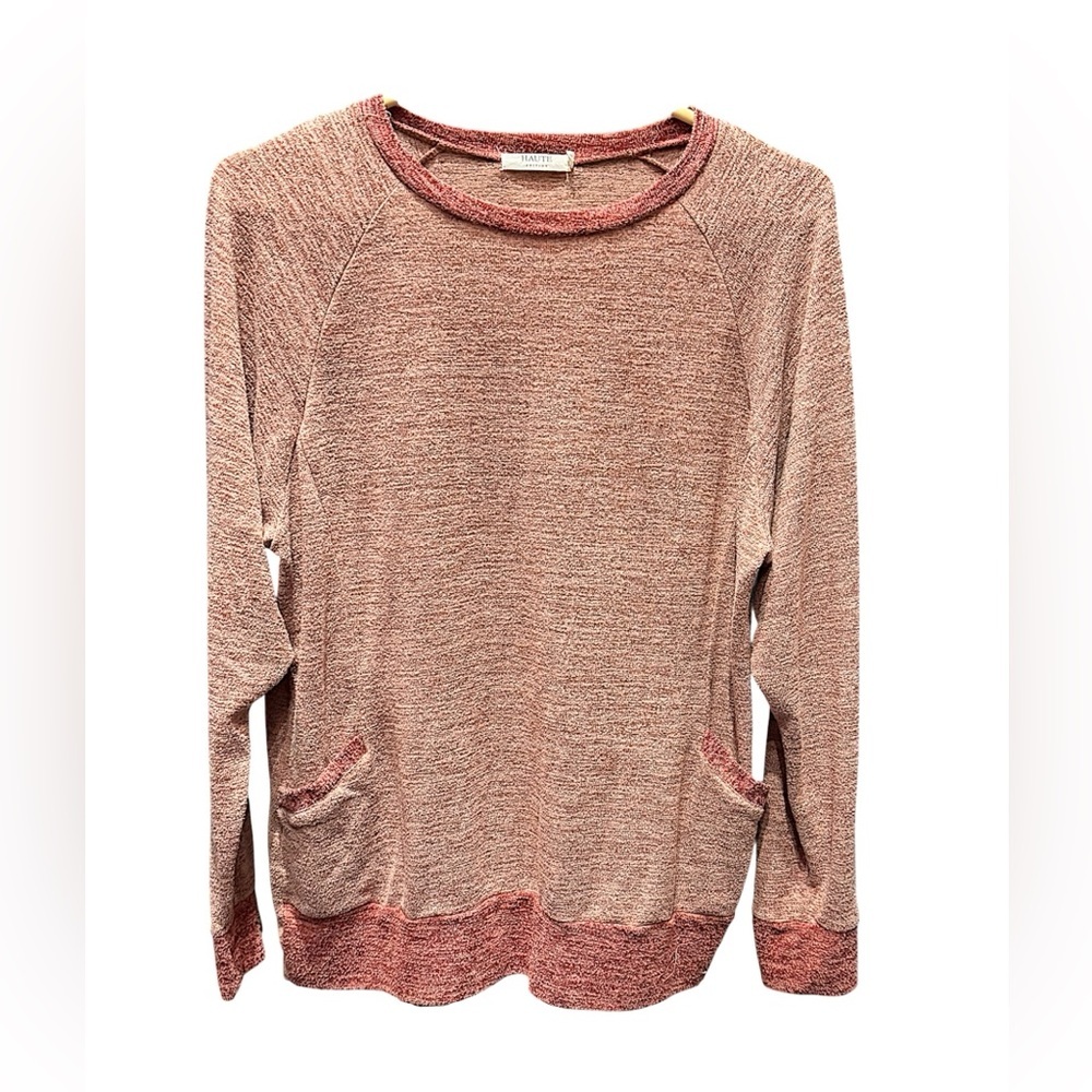 Haute Cozy Pink Long Sleeve Sweater with pockets  LARGE